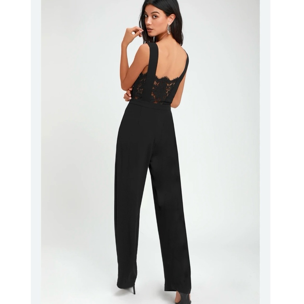 Lulu's Black Wide-Leg Jumpsuit with V-Back